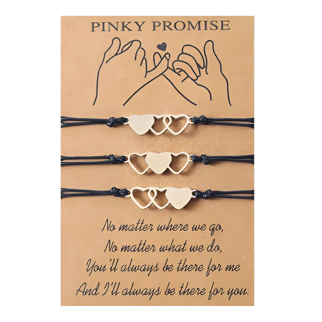 Best Friend Pinky Promise Armband - Verstellbarer Herzanhänger, gewebte Kordel