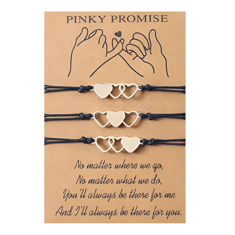 Best Friend Pinky Promise Armband - Verstellbarer Herzanhänger, gewebte Kordel