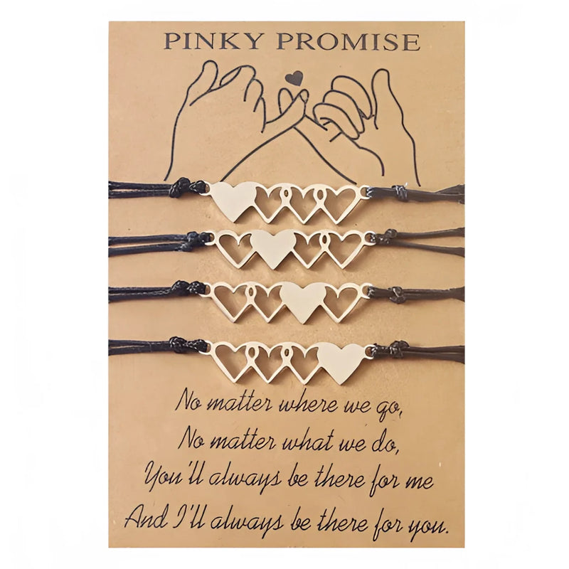 Best Friend Pinky Promise Armband - Verstellbarer Herzanhänger, gewebte Kordel