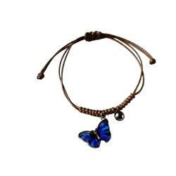 Blaues Schmetterlings-Charm-Armband und holografisches Band-Fußkettchen - Sommerschmuck