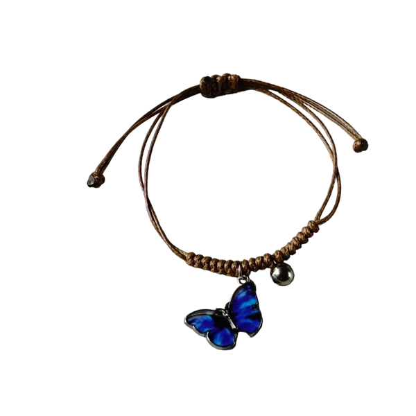 Blaues Schmetterlings-Charm-Armband und holografisches Band-Fußkettchen - Sommerschmuck