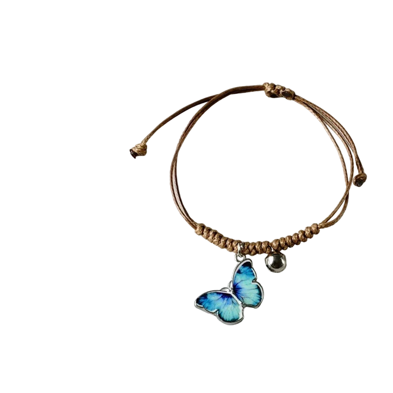 Blaues Schmetterlings-Charm-Armband und holografisches Band-Fußkettchen - Sommerschmuck