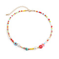 Boho Perlen Choker Halskette - Mehrfarbige Perle, Floral