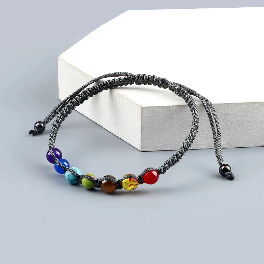 Chakra-Armband – verstellbarer mehrfarbiger Edelstein für Yoga, Meditation und Heilung