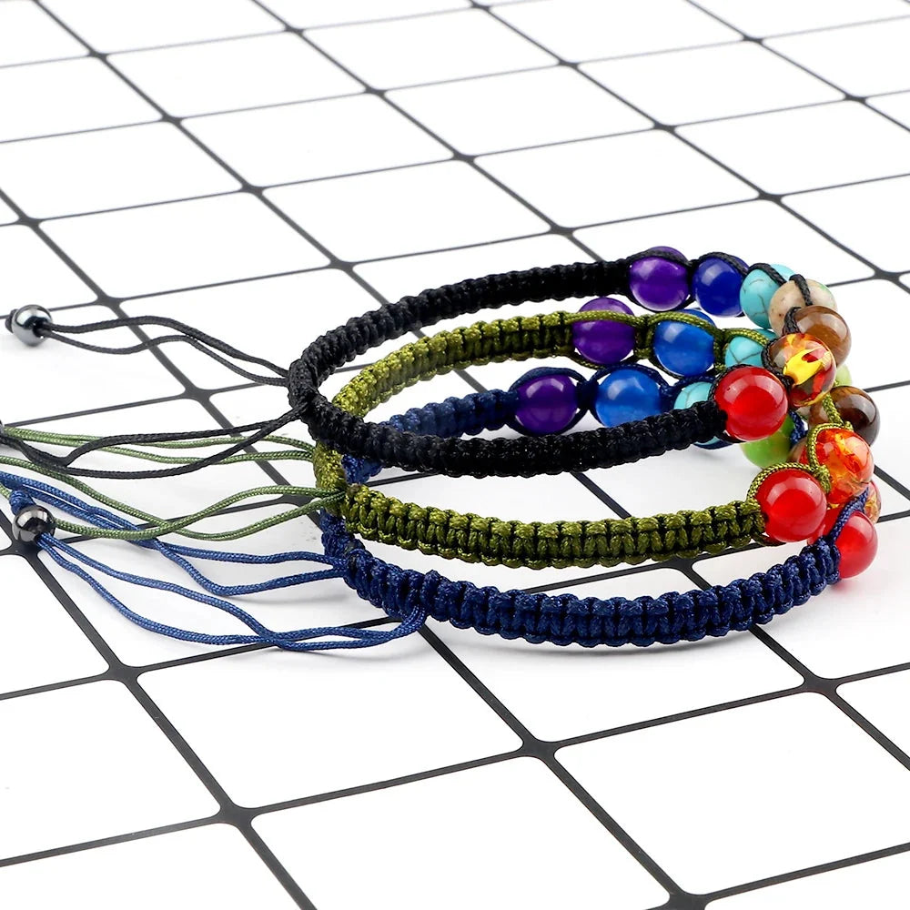 Chakra-Armband – verstellbarer mehrfarbiger Edelstein für Yoga, Meditation und Heilung