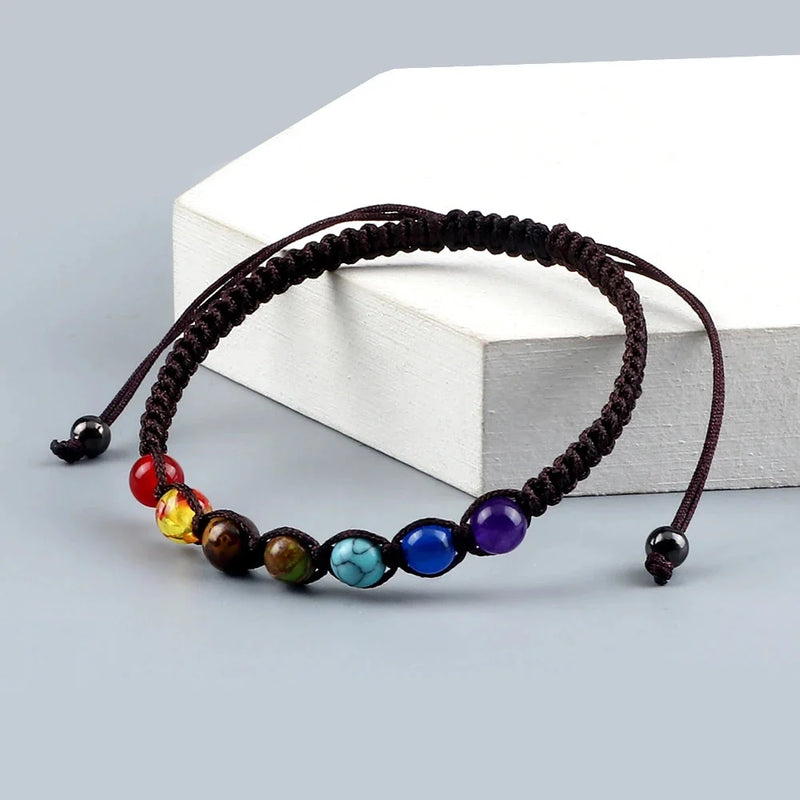Chakra-Armband – verstellbarer mehrfarbiger Edelstein für Yoga, Meditation und Heilung