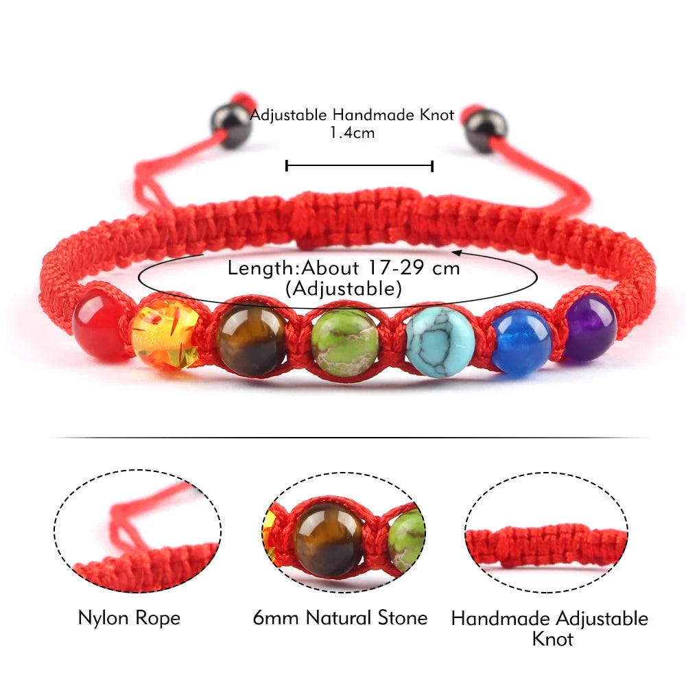Chakra-Armband – verstellbarer mehrfarbiger Edelstein für Yoga, Meditation und Heilung
