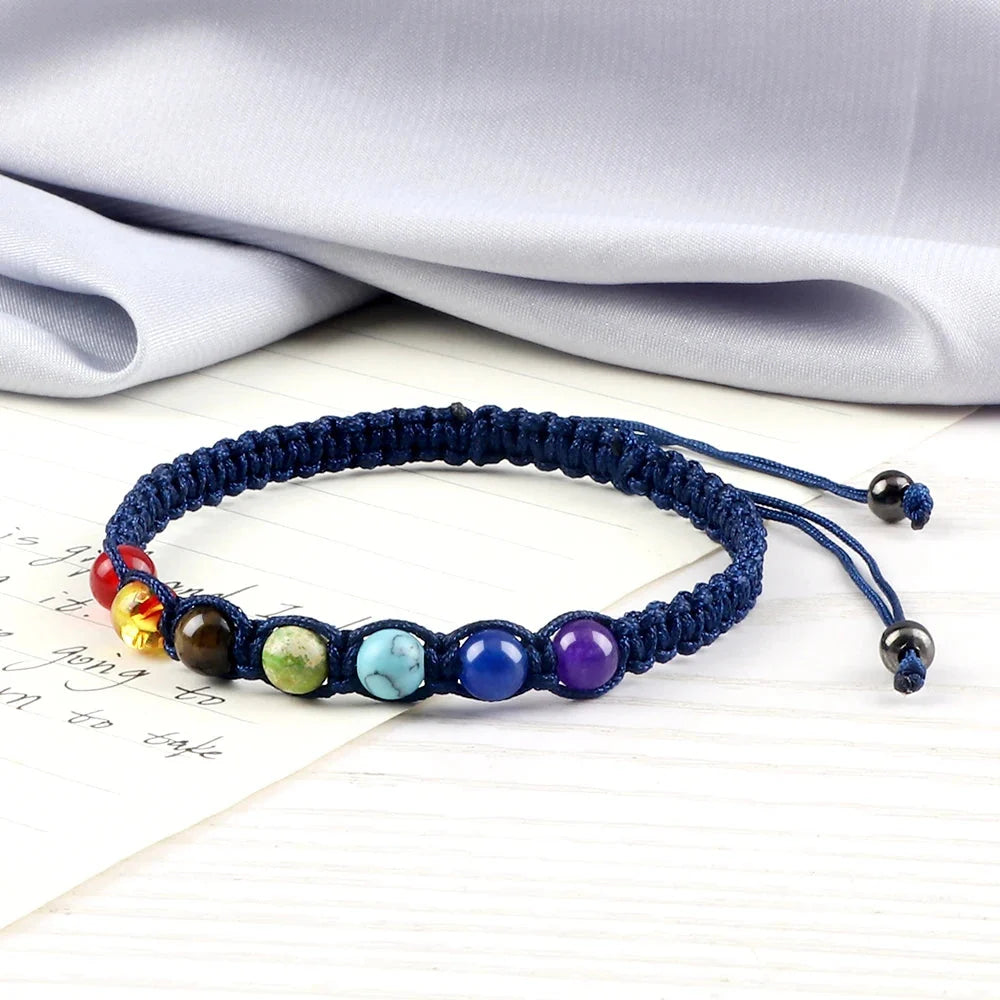 Chakra-Armband – verstellbarer mehrfarbiger Edelstein für Yoga, Meditation und Heilung
