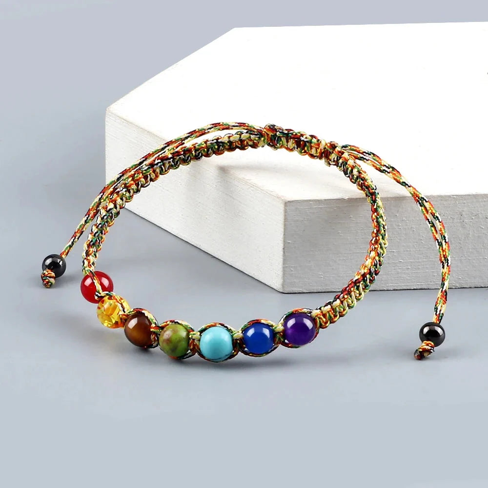 Chakra-Armband – verstellbarer mehrfarbiger Edelstein für Yoga, Meditation und Heilung