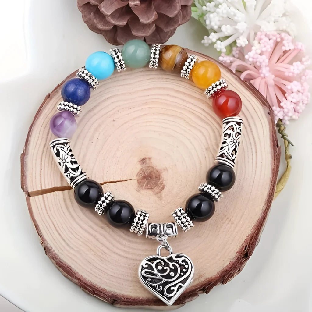 Chakra-Heilkristall-Armband – Yoga & Meditation, Buddha-Anhänger