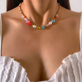 Buntes florales Perlen-Choker – Bohemianischer Sommerschmuck für Frauen