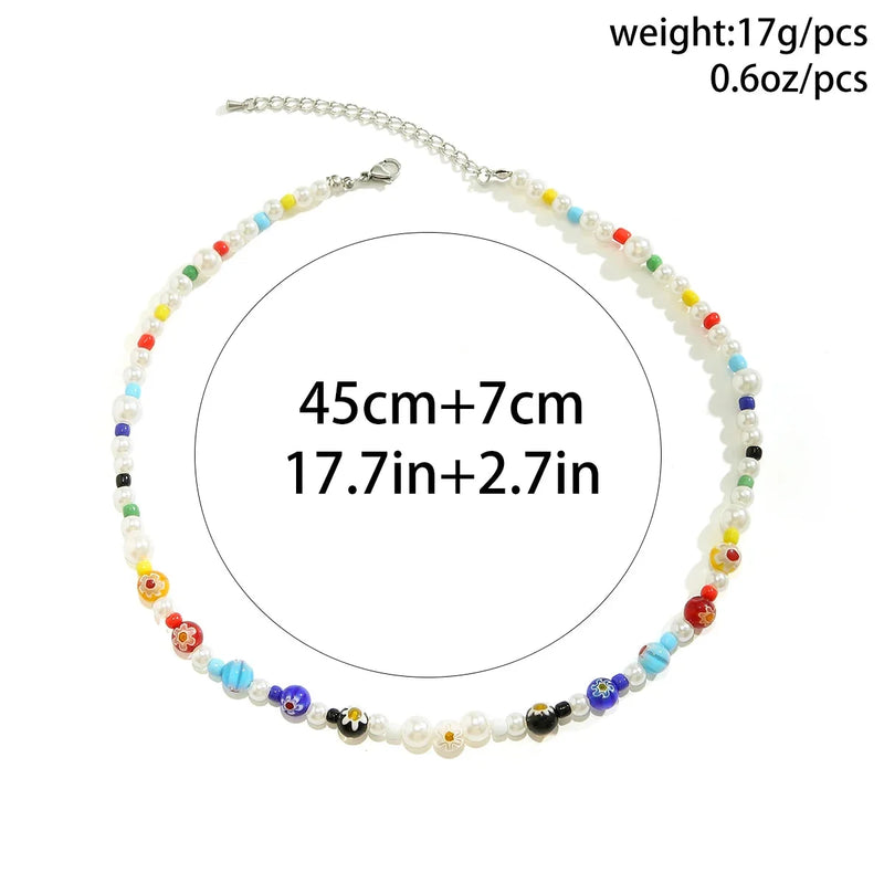 Farbenfrohes, mehrfarbiges Halsband – trendige, leichte Perlenkette für den Sommer für Herren