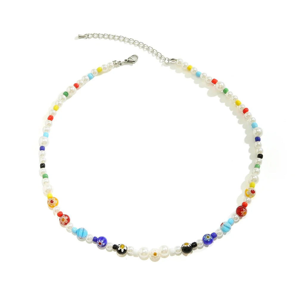 Farbenfrohes, mehrfarbiges Halsband – trendige, leichte Perlenkette für den Sommer für Herren