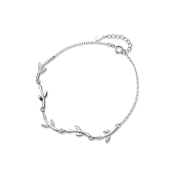 925 Sterling Silber Blattzweig Armband - Verstellbarer, von der Natur inspirierter Schmuck