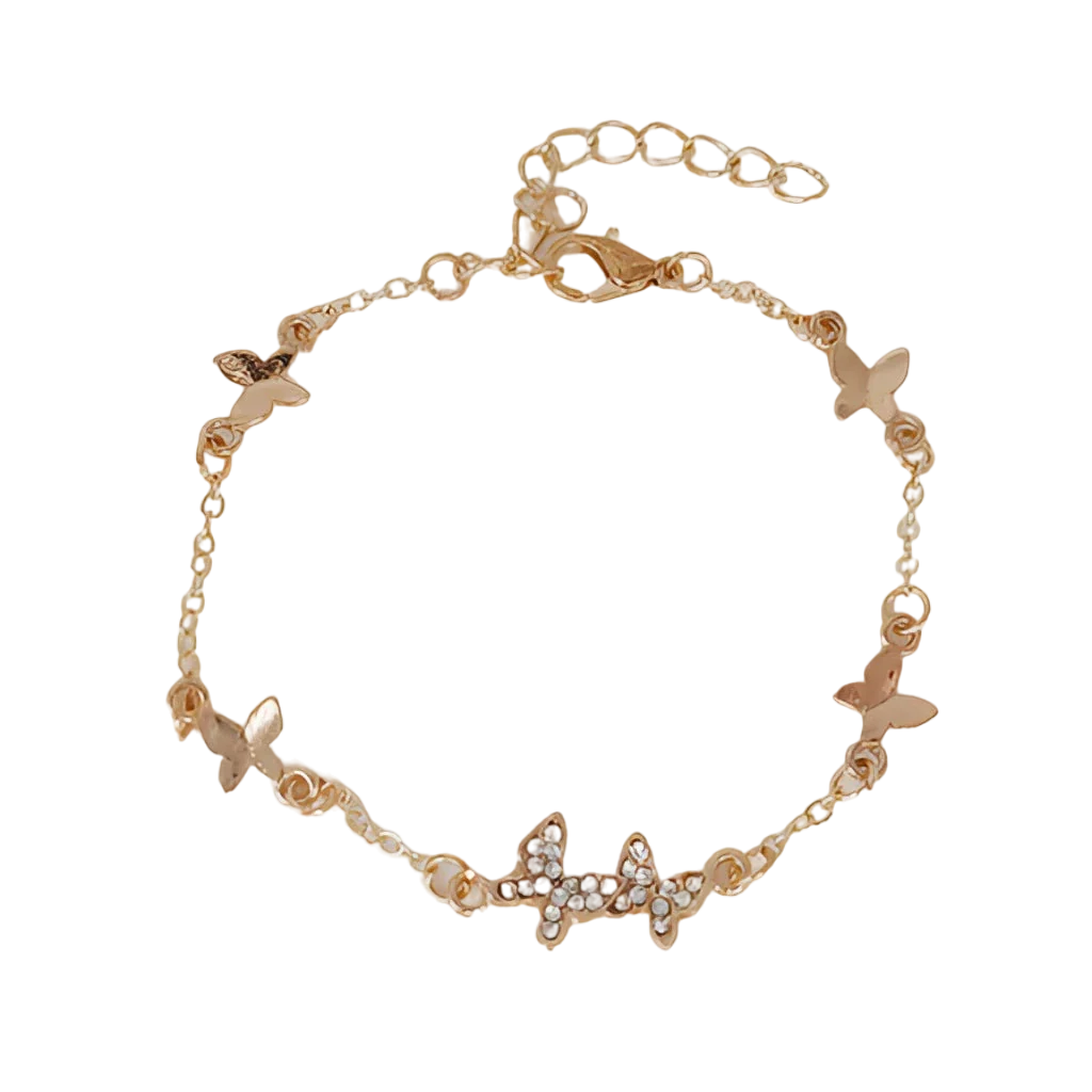 Elegantes verstellbares Silber & Gold Schmetterling Charm Armband - Geschenk für Sie