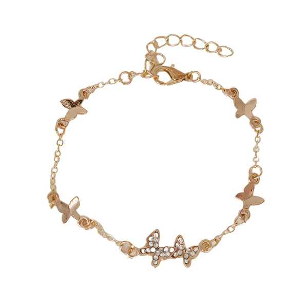 Elegantes verstellbares Silber & Gold Schmetterling Charm Armband - Geschenk für Sie