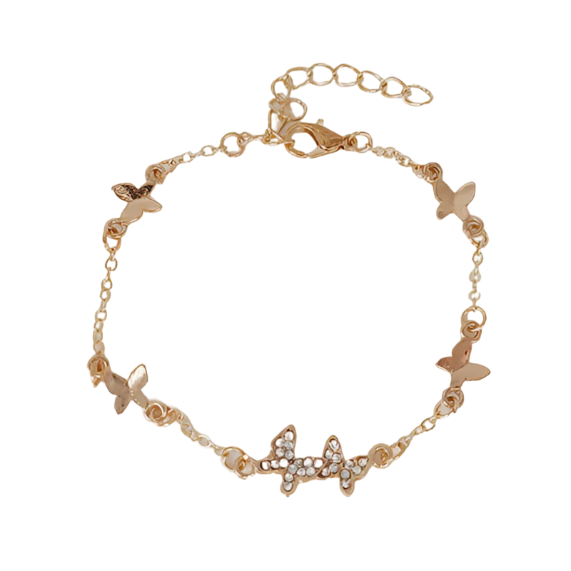 Elegantes verstellbares Silber & Gold Schmetterling Charm Armband - Geschenk für Sie