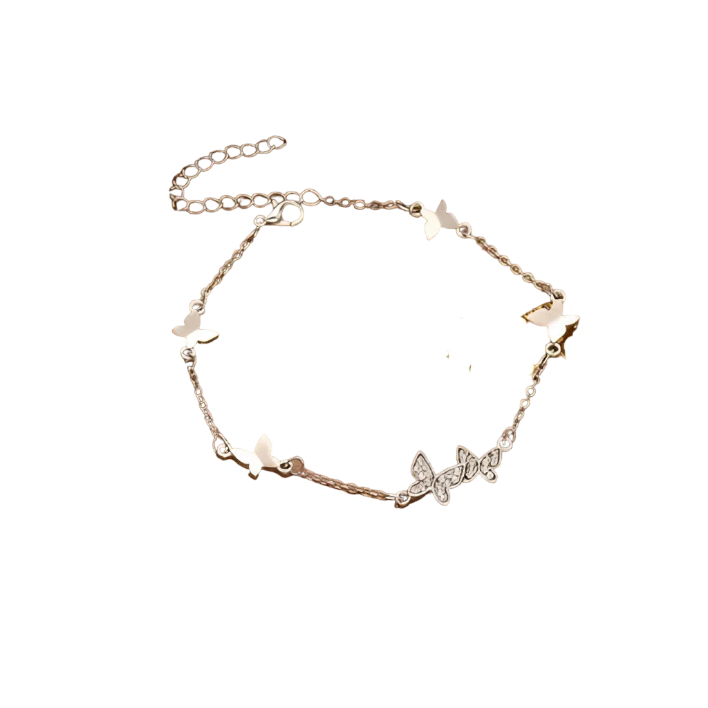 Elegantes verstellbares Silber & Gold Schmetterling Charm Armband - Geschenk für Sie