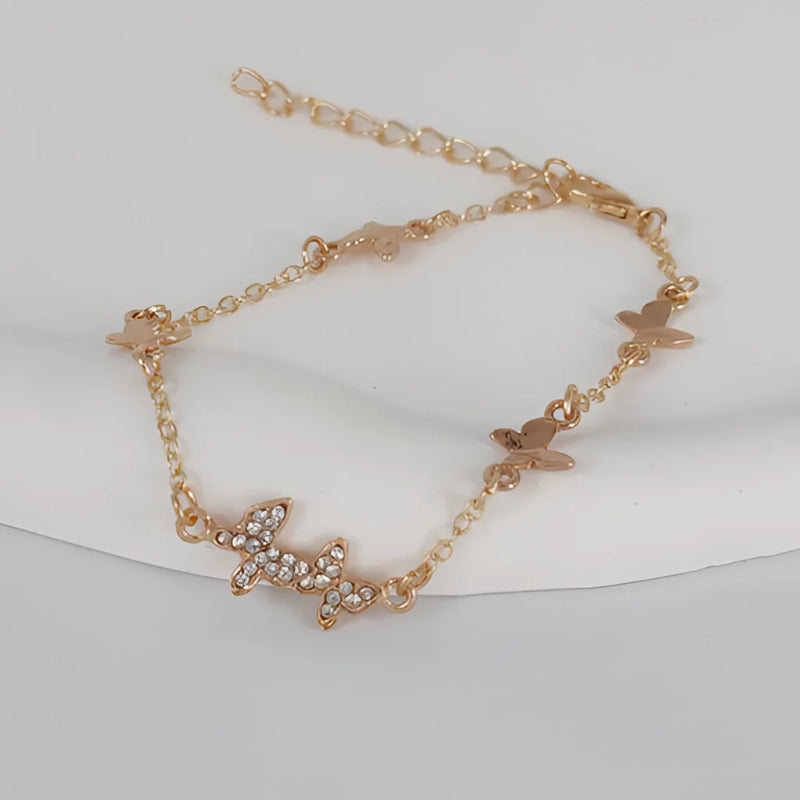 Elegantes verstellbares Silber & Gold Schmetterling Charm Armband - Geschenk für Sie