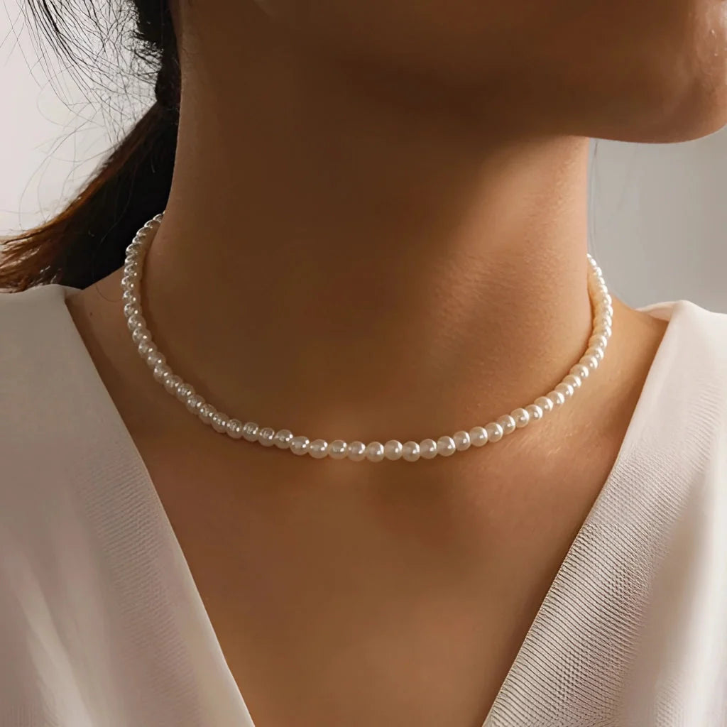 Elegantes Choker mit Barockperlen - Hochglänzende, verstellbare Designer-Halskette