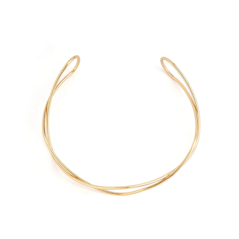 Gold/Silber mehrlagiges Choker - Schlichte minimalistische Doppelband-Halskette