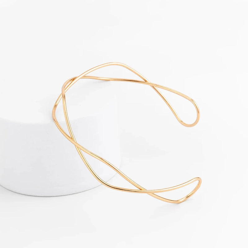 Gold/Silber mehrlagiges Choker - Schlichte minimalistische Doppelband-Halskette