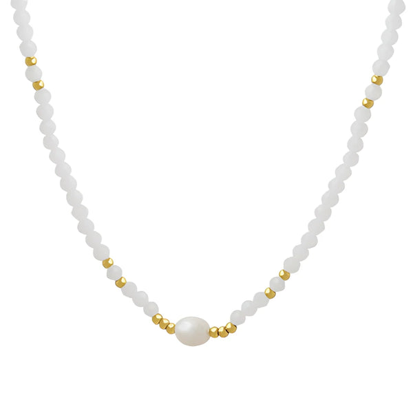 Elegante Perlenkette aus Gold – Zarte Perlenkette aus Weißgold für Damen