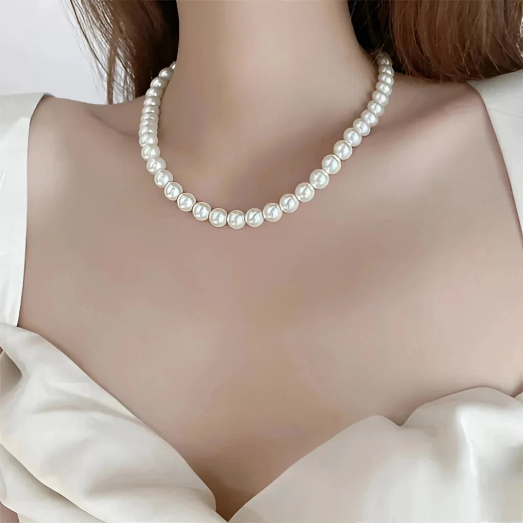 Elegante weiße Perlenkette - Luxuriöser Brautschmuck
