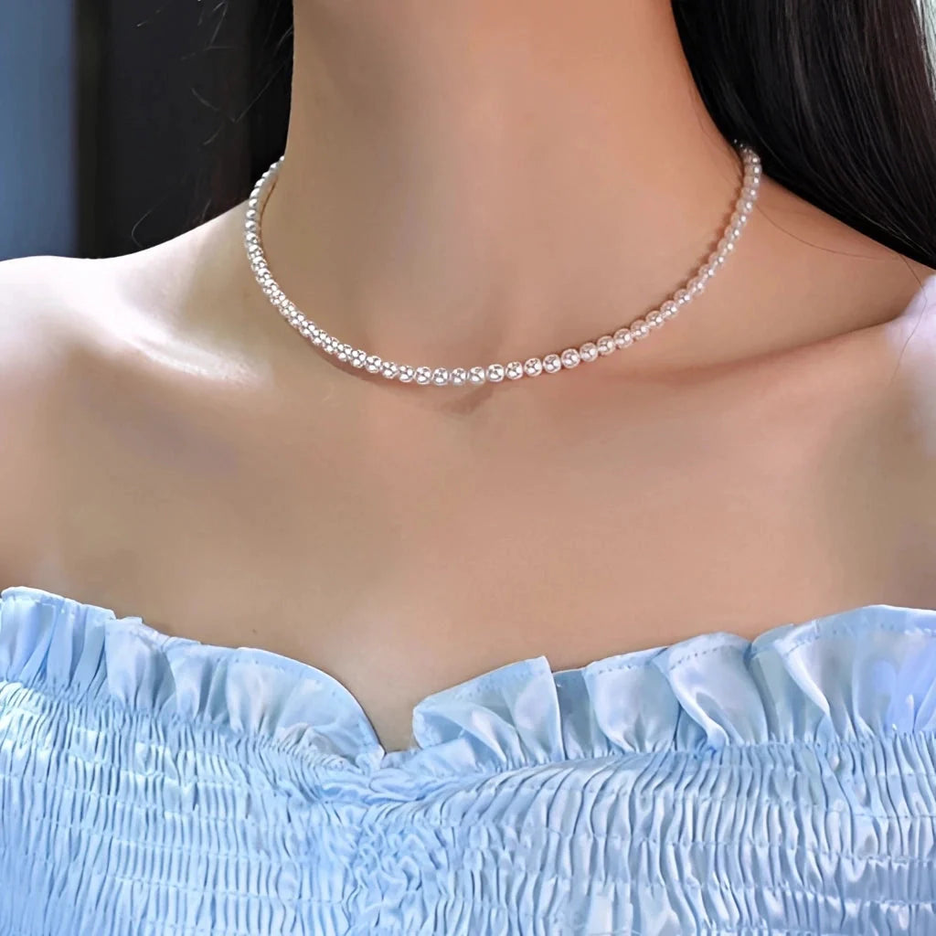 Elegante weiße Perlenkette - Luxuriöser Brautschmuck