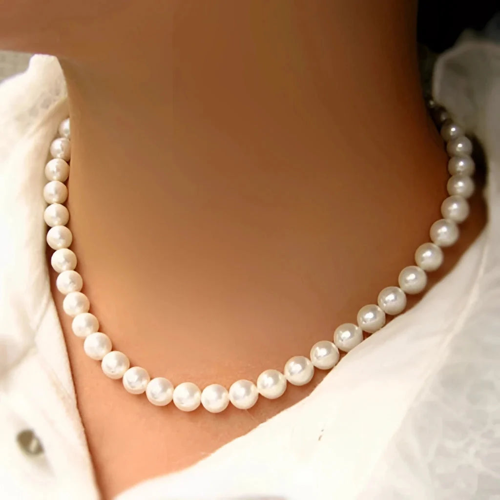 Elegante weiße Perlenkette - Luxuriöser Brautschmuck