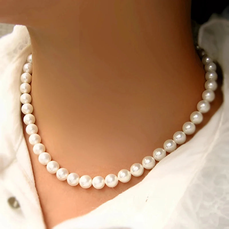 Elegante weiße Perlenkette - Luxuriöser Brautschmuck