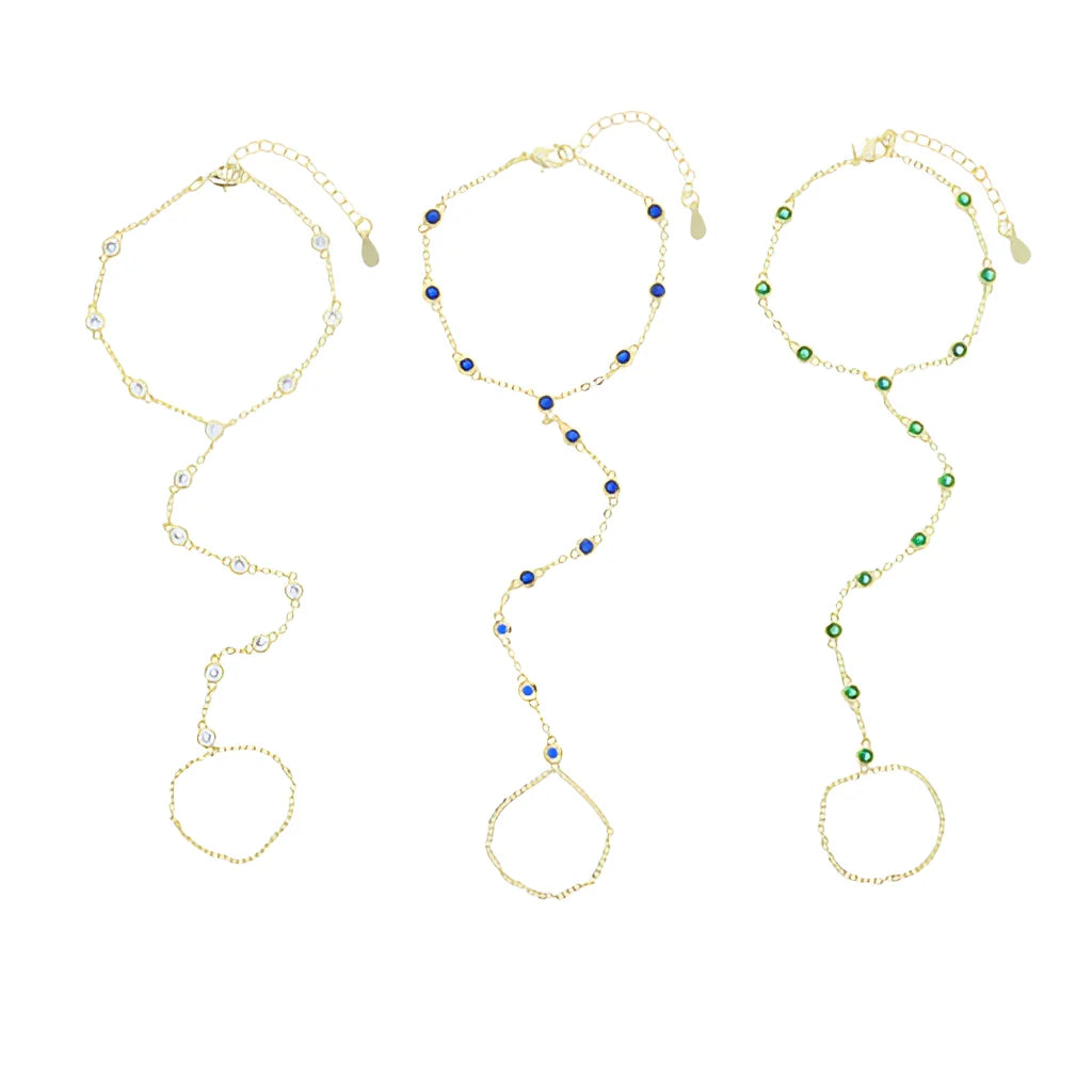 Kettengliederarmband mit Ring - Verstellbarer Luxus-Handschmuck