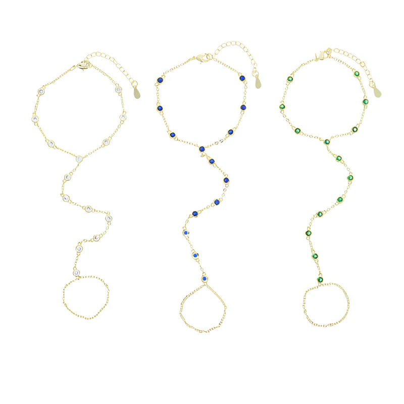 Kettengliederarmband mit Ring - Verstellbarer Luxus-Handschmuck