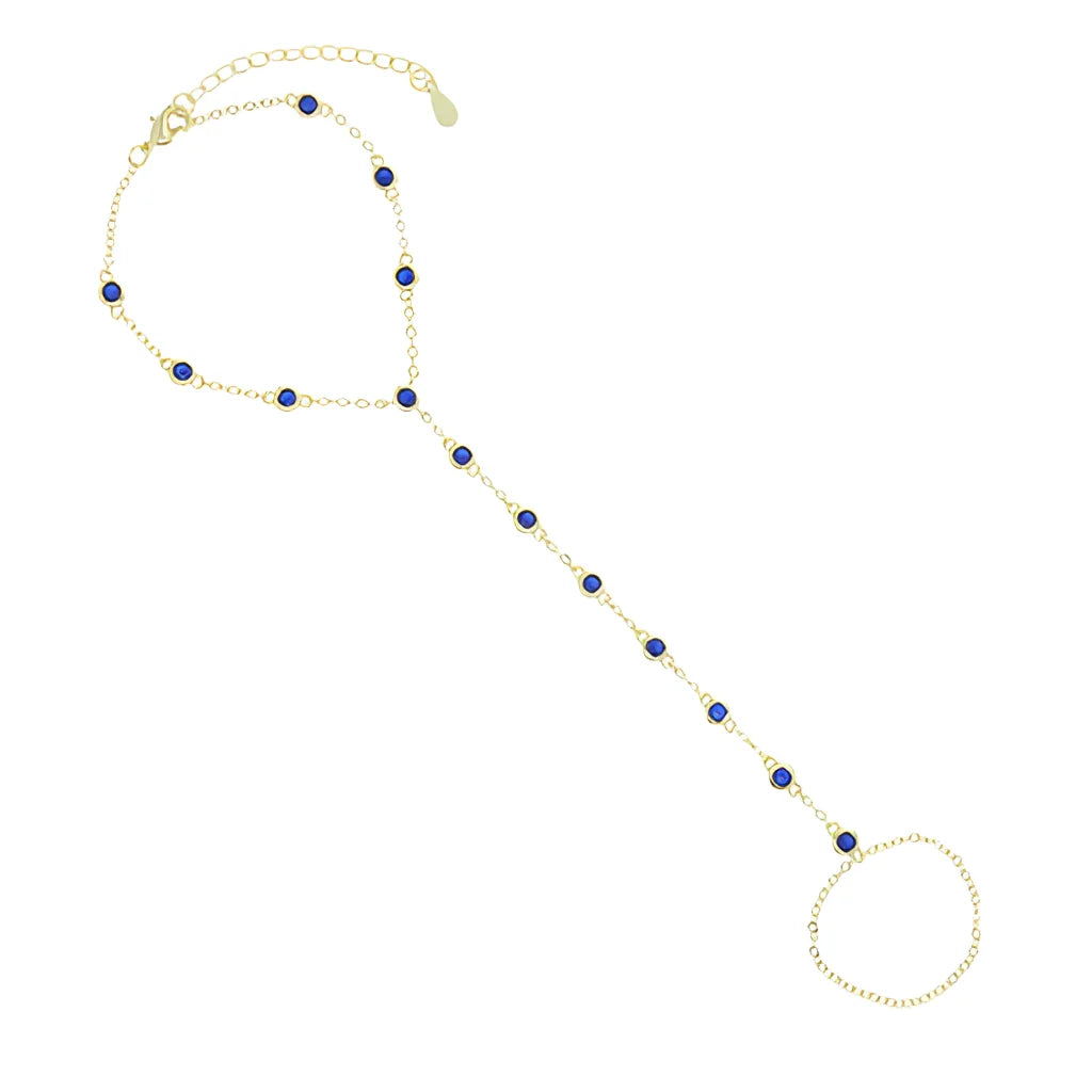 Kettengliederarmband mit Ring - Verstellbarer Luxus-Handschmuck