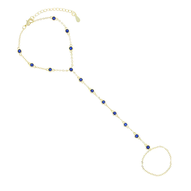 Kettengliederarmband mit Ring - Verstellbarer Luxus-Handschmuck