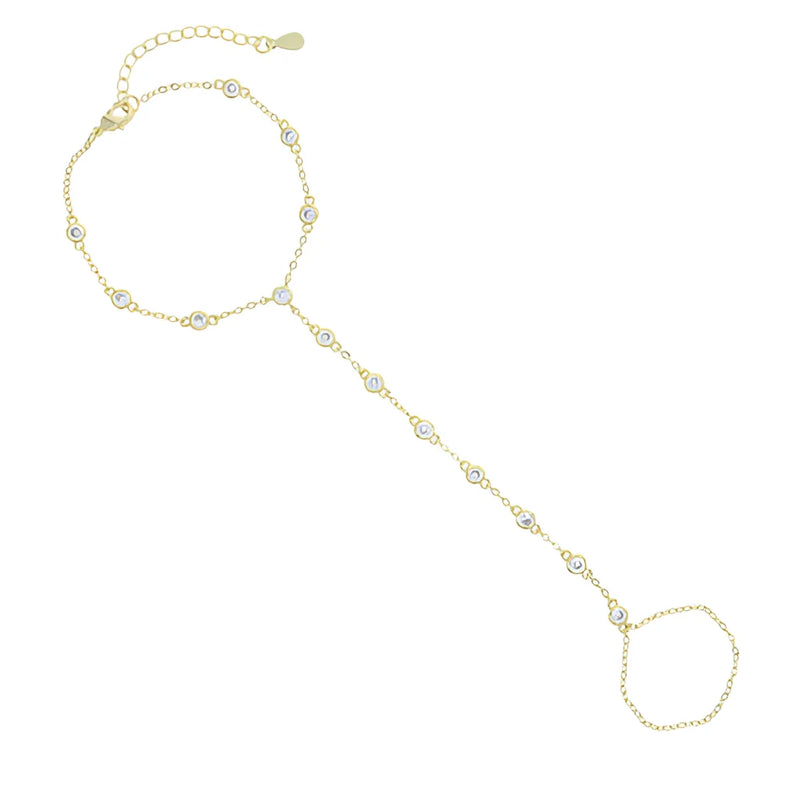 Kettengliederarmband mit Ring - Verstellbarer Luxus-Handschmuck