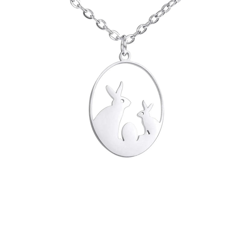 Goldene Halskette mit Tieranhänger – Kaninchen, Vogel, Schmetterlingssilhouette