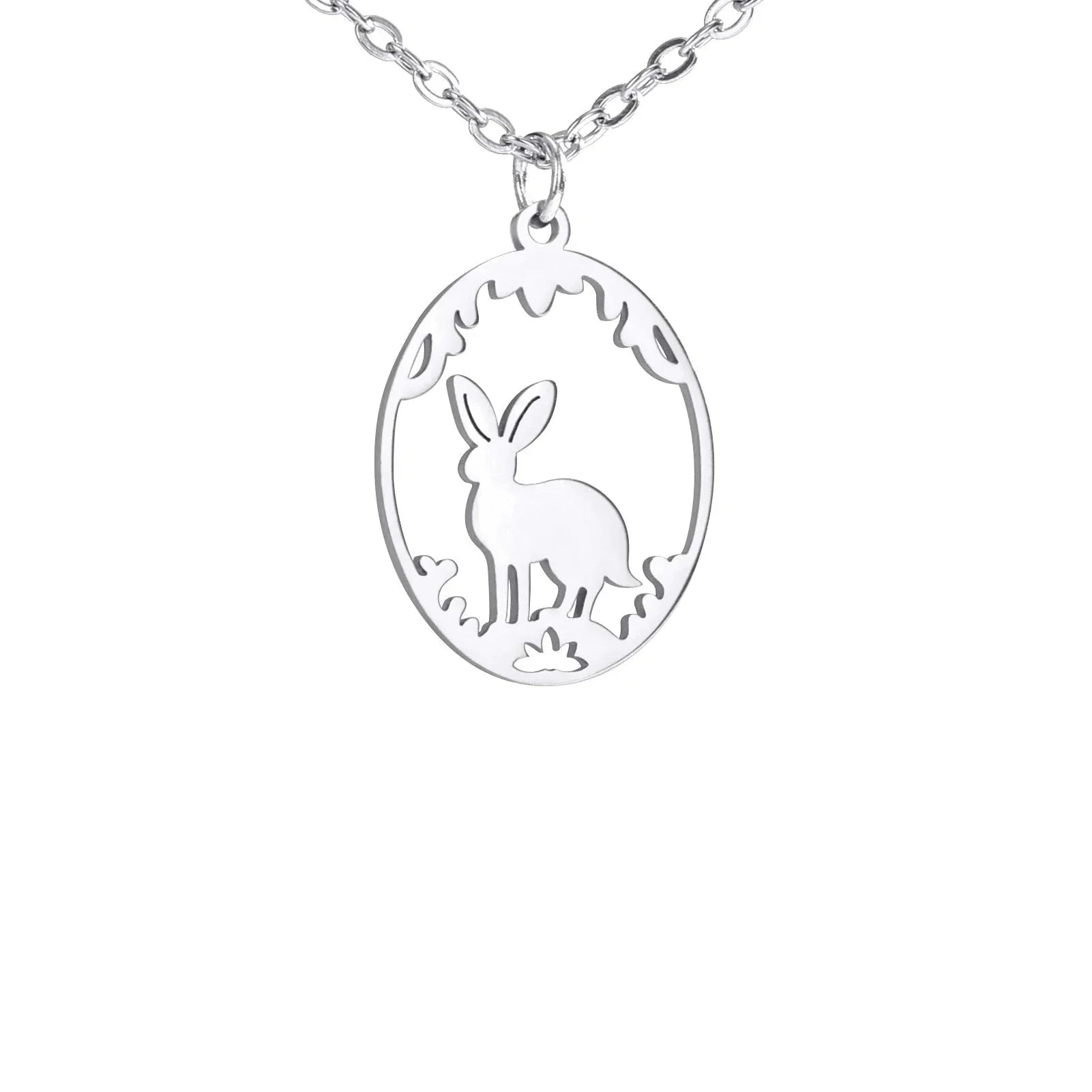 Goldene Halskette mit Tieranhänger – Kaninchen, Vogel, Schmetterlingssilhouette