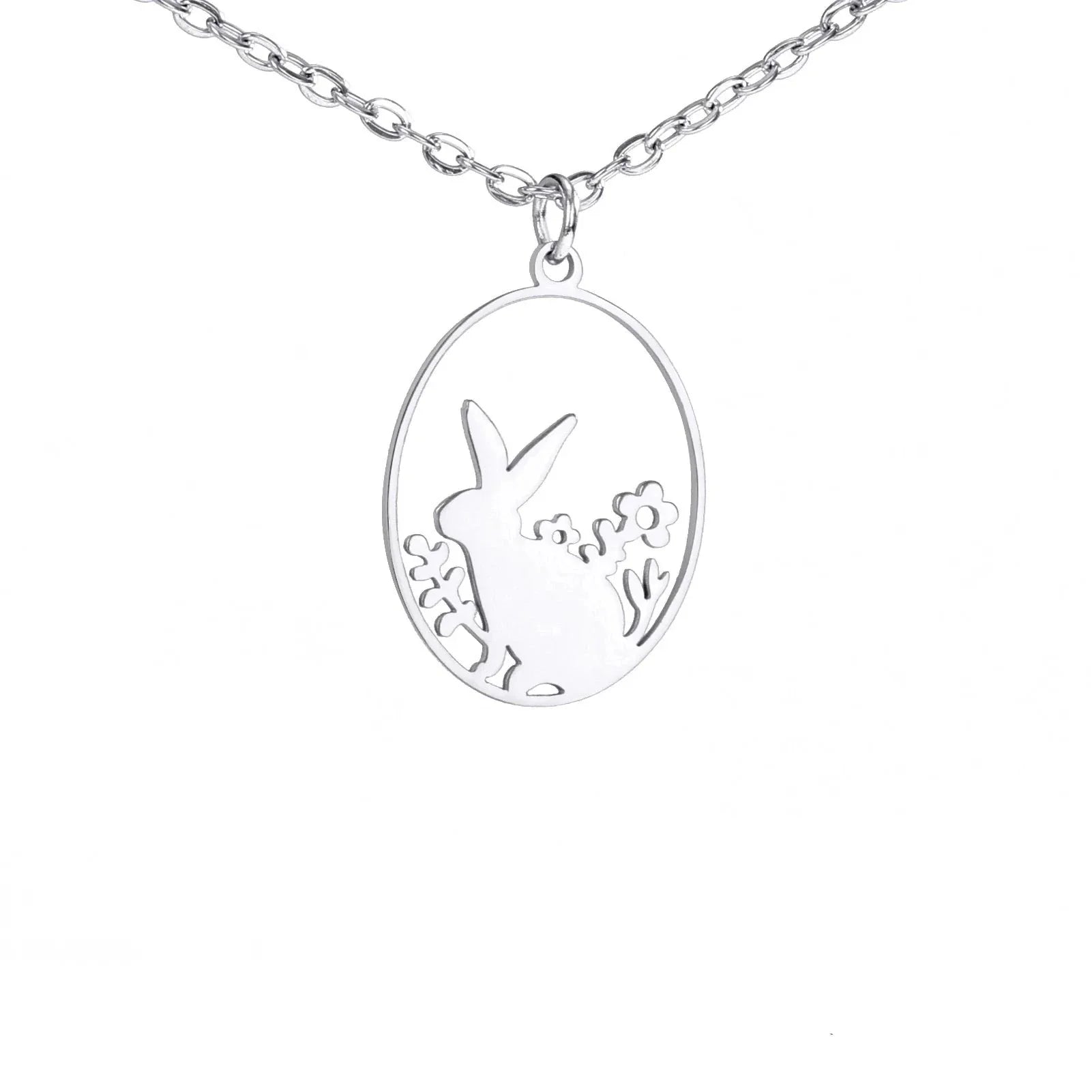 Goldene Halskette mit Tieranhänger – Kaninchen, Vogel, Schmetterlingssilhouette