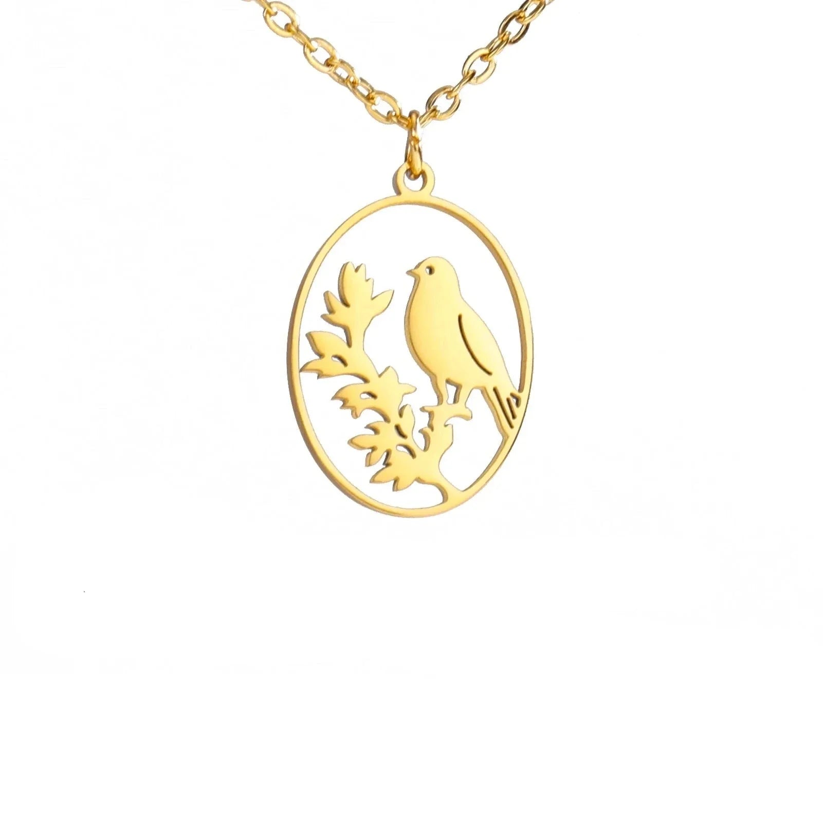 Goldene Halskette mit Tieranhänger – Kaninchen, Vogel, Schmetterlingssilhouette