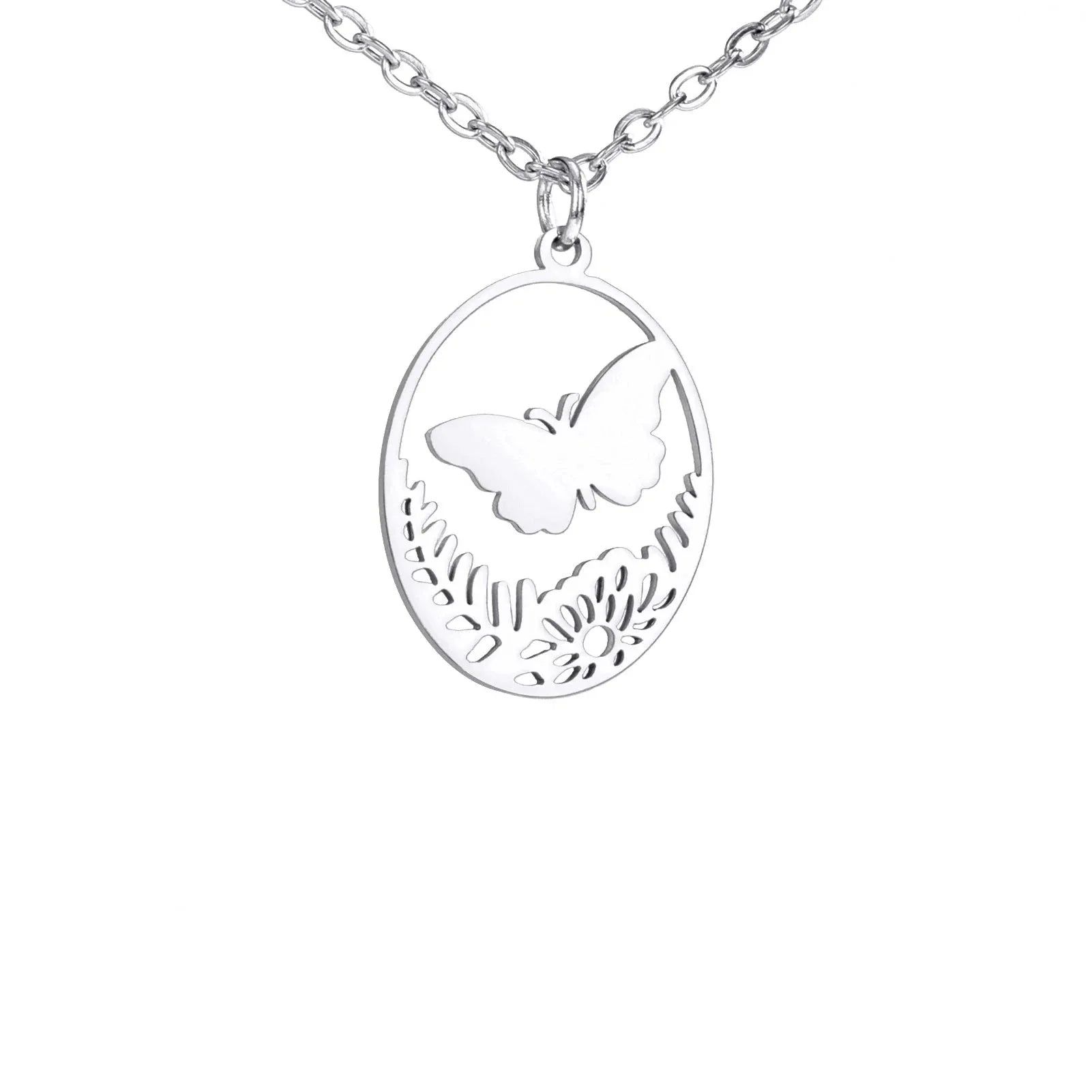 Goldene Halskette mit Tieranhänger – Kaninchen, Vogel, Schmetterlingssilhouette