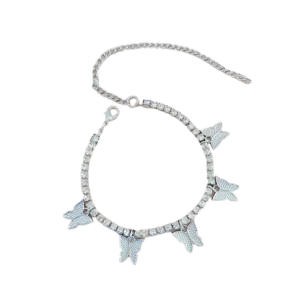 Goldenes Schmetterlingsarmband und Fußkettchen mit Kristallanhänger – Eleganter Sommerschmuck