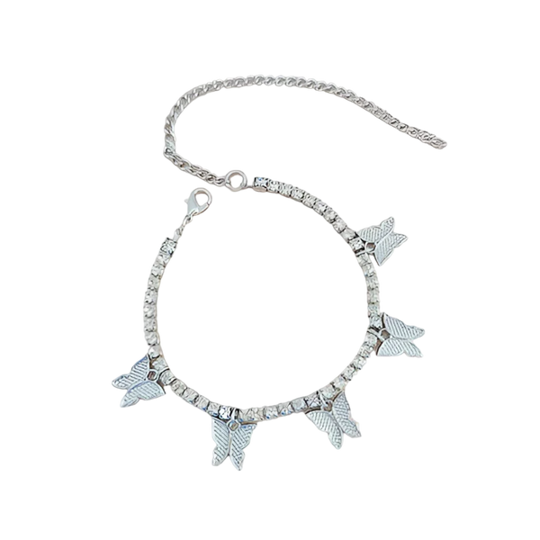 Goldenes Schmetterlingsarmband und Fußkettchen mit Kristallanhänger – Eleganter Sommerschmuck