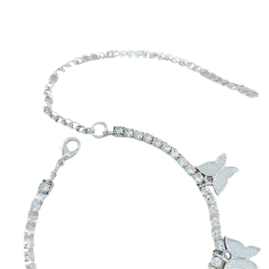 Goldenes Schmetterlingsarmband und Fußkettchen mit Kristallanhänger – Eleganter Sommerschmuck