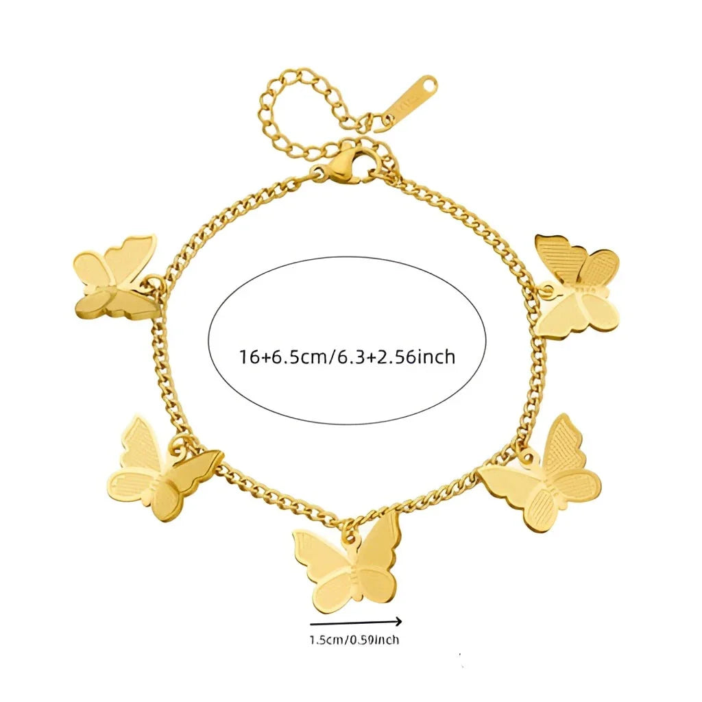 Goldenes Schmetterlings-Charm-Armband – eleganter, zierlicher Damenschmuck