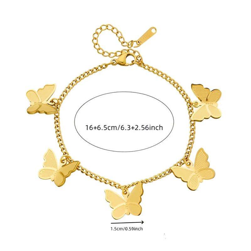 Goldenes Schmetterlings-Charm-Armband – eleganter, zierlicher Damenschmuck