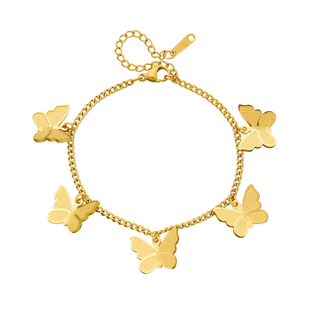 Goldenes Schmetterlings-Charm-Armband – eleganter, zierlicher Damenschmuck