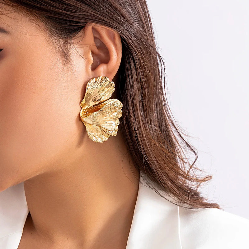 Goldene Ginkgoblatt-Ohrringe – Von der Natur inspirierter eleganter botanischer Schmuck