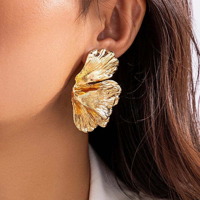 Goldene Ginkgoblatt-Ohrringe – Von der Natur inspirierter eleganter botanischer Schmuck