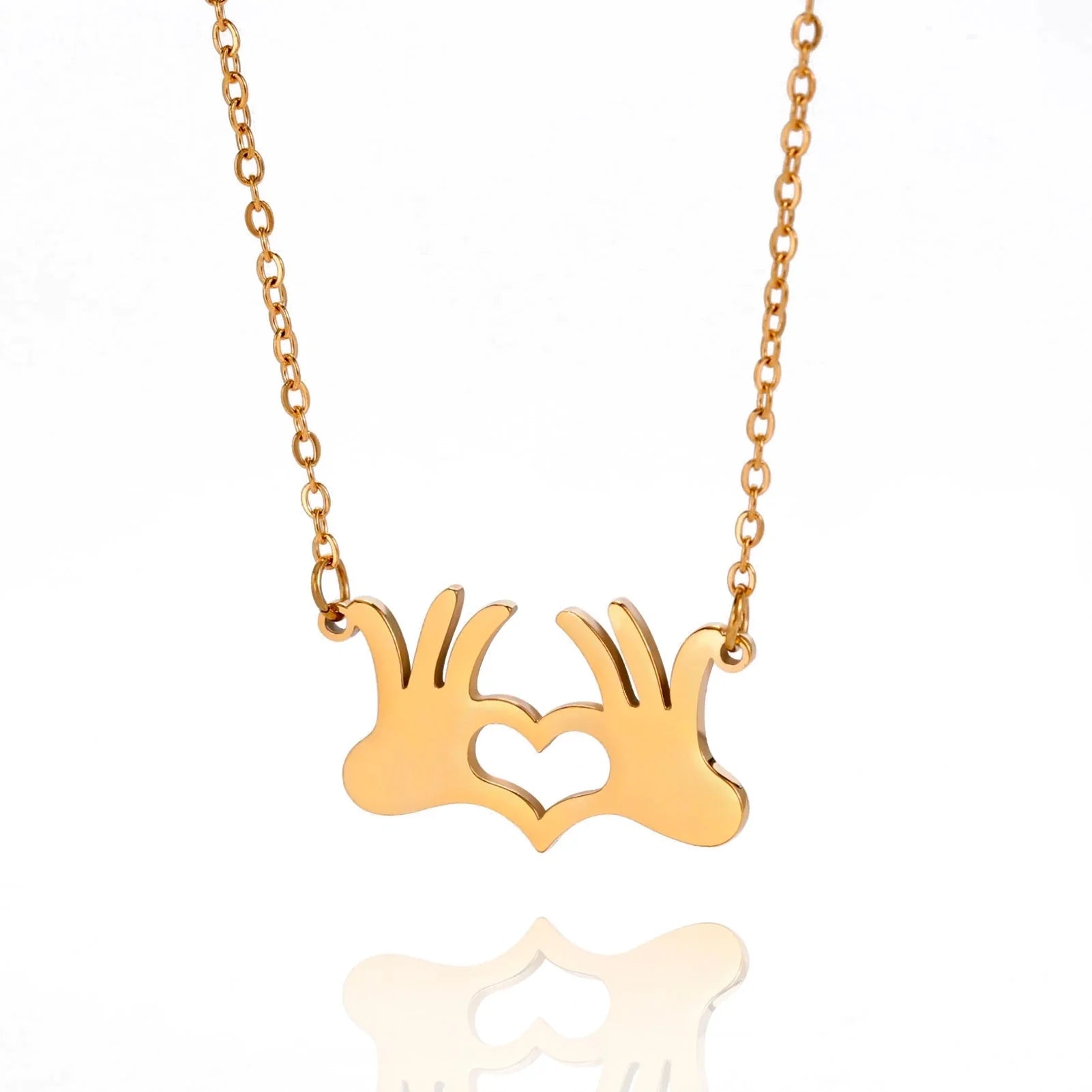 Goldene Hand-Herz-Halskette – Romantischer Liebesgesten-Anhänger für Paare